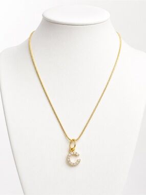 Premier Designs Gold Crystal 'C' Initial Pendant Necklace on 18” rope chain